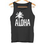 Aloha Beach Summer Palm Trees Hawaii Surfer  Tank Top