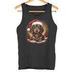 Dachshund With Santa Hat Christmas With Dog Tank Top