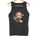 Poodle Dog Owner Dog Christmas Hat Tank Top