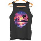 Ozean Sonnenuntergang Tropische Palmen Strand Und Ozean Tank Top