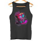 We're All Mad Here Pink Steampunk Alice In Wonderland Hat Tank Top