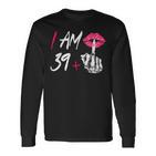 I Am 39 Plus 1 Middle Finger Skull 40Th Birthday Langarmshirts