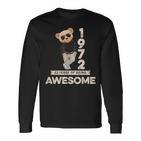 52 Geburtstag Herren Damen 1972 Original Awesome Teddybär Langarmshirts