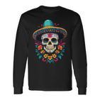 Aesthetic Mexico Dia De Muertos Skull Langarmshirts