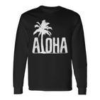 Aloha Beach Summer Palm Trees Hawaii Surfer Langarmshirts