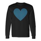 Blaues Herz Simples Minimalistisch Süßes Heart Langarmshirts