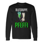 With Blutgruppe Pfeffi Peppermint Suff Saufen Peppermint Liqueur Langarmshirts