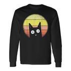 Cat Sunset Sunset Cat Retrointage Langarmshirts