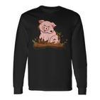 Cute Pig Farm Farming Pig Langarmshirts