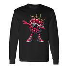 Dabbing Raspberry Pink Raspberry Fruit Langarmshirts