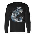 Delphin Tier Motiv Kunstwerk Delfin Langarmshirts