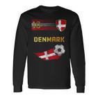 Denmark Football Pride Danish Flag Football Retro Jersey Langarmshirts