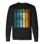 Docker Linux Devops Programming Coding Retro Computer Scientist Langarmshirts