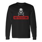 With Ironic Anstaltleitung Skull Slogan S Langarmshirts