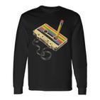 Nerd Retro Cassette Pencil Computer Old School Langarmshirts