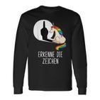 Unicorn Erkenne Die Zeichen Langarmshirts