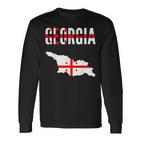 Georgian Georgian Map Flag Langarmshirts