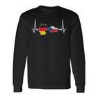 German Czech Flag Heart Lineintage Langarmshirts