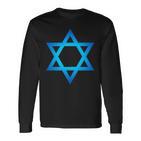 Israel Flag Small Star Of David Judaism Hexagram Symbol Langarmshirts