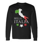 Italia Bella Italia With Italian Map Italy Langarmshirts