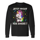 Jetzt Nicht Ich Zocke Gaming Gamer Unicorn Langarmshirts