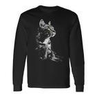 Katze Zeichnung Portrait Tierkunst Grafik Motiv Katze Langarmshirts