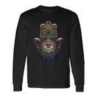 Khamsah Eye Or Hand Of Fatima On Colourful Hamsa Hand Langarmshirts