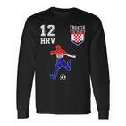 Kroatien Fan Em Spieler Ball Nummer 12 Langarmshirts