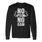 Lustiges Gym No Pain No Gain Geschenk Fitnessstudio Sprüche Langarmshirts