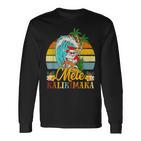 Mele-Kalikimaka Retro Santa Claus Shaka Hawaii Langarmshirts