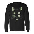 Metal Punk Cat Grunge Gothic Goth Witchy Langarmshirts