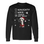 Niedlicher Whippet-Hund Weihnachten Naughty Nice Tried My Best Langarmshirts