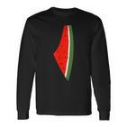 Palestine Watermelon Watermelon Palestine Map Langarmshirts