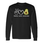 Peace Love Avocado Retro Avocado Lover Fruit Lover Langarmshirts