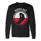 Polska Kurwa Pole Polish Flag Langarmshirts