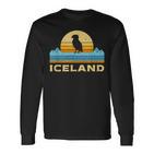 Retro Island Puffin Icelandic Bird Puffin Langarmshirts