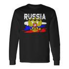 Russland Russia Russische Flagge Mit Adler Wappen Langarmshirts