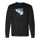 Shark In A Pocket Cute Pocket Shar Langarmshirts