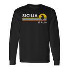 Sicilia Italia Italy Lemon Souvenirsintage Retro Langarmshirts