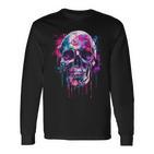 Skeleton Skull Biker Rocker Skull Punk Rock Langarmshirts