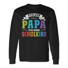 Stolzer Papaon Einem Schulkind First Day Of School Langarmshirts