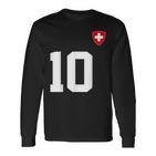 Switzerland 10 Sport Enthusiast Swiss Flag Suisse Fan Jersey Langarmshirts