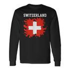 Switzerland Splash Flag Swiss Jersey Sports Langarmshirts