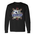 Three Lions England Fußball Team Fan Union Jack Grunge Langarmshirts