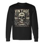 Vintage 1984 Born 1984 Birthday Skull Biker Motorcycle Langarmshirts