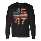 Vintage American Flag Retro 45 47 Trump 2024 Langarmshirts