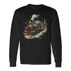 Weihnachtszugintage Dampflokomotive Retro Zug Leiter Langarmshirts