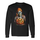 Zombie And Pumpkin Langarmshirts