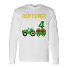 Children's 4Th Birthday Achtung Ich Bin Schon 4 Jahre Tractor Tractor Langarmshirts