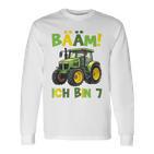 Kinder Bääm Ich Bin 7Ier Jahre Junge 7Th Birthday Tractor Langarmshirts